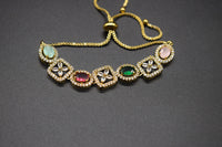 Square Floral Multi-Stone Slider Bracelet