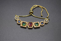 Geometric Ruby and Emerald Slider Bracelet