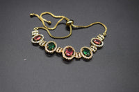 Oval Ruby and Emerald Slider Bracelet