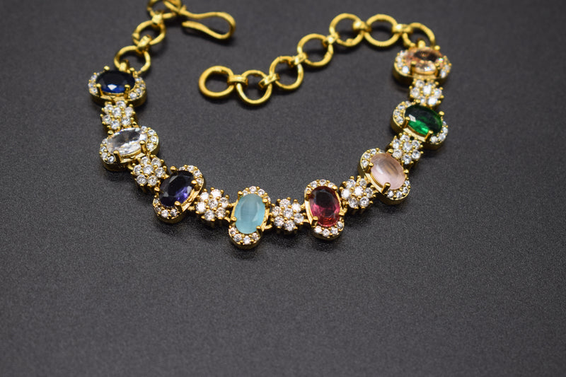 Multicolor Oval Stone Bracelet