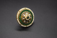 Nityaa Round Pearl Border Ring | Adjustable