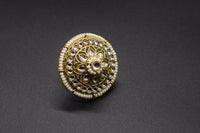 Traditional Round Kundan & Pearl Border White Ring | Adjustable