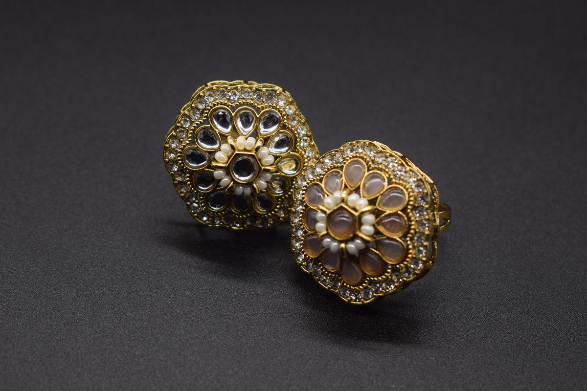 Octagonal Floral Statement Ring | Adjustable
