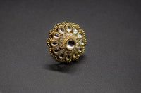 Classic Openwork Kundan Flower Ring | Adjustable