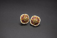 Nityaa Round Filigree Studs | White