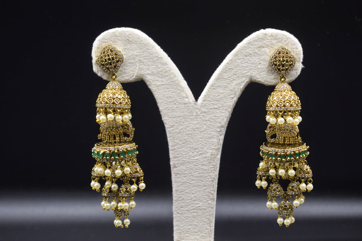 Verve Elephant Layered Jhumka Earring Set