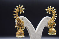 Verve Pearl Trim Peacock Jhumka Ear Cuff Set