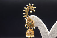 Verve Pearl Trim Peacock Jhumka Ear Cuff Set