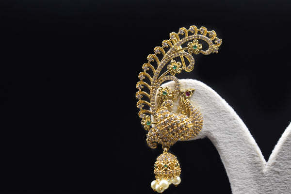 Verve CZ Peacock Tail Jhumka Ear Cuff Set