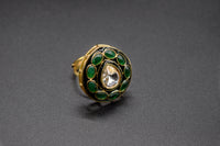 Oval Teardrop Green Stone Ring | Adjustable