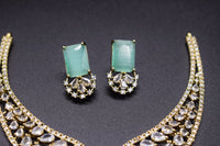 Regal Winged CZ Necklace Set | Sea green