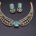 Regal Winged CZ Necklace Set | Sea green