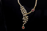 Verve Leaf and Red Stone Necklace Set