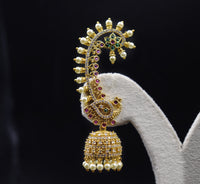Convertible Peacock Jhumka Ear Cuff Set