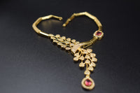 Verve Leaf and Red Stone Necklace Set