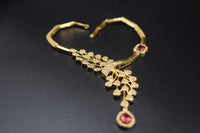 Verve Leaf and Red Stone Necklace Set