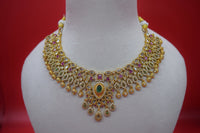 Nityaa Emerald and Pink Stone Necklace Set
