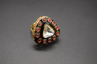 Geometric Triangular Pink Stone Ring | Adjustable