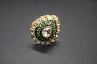 Bold Teardrop Kundan Ring | Adjustable