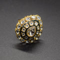 Bold Teardrop White Kundan Ring | Adjustable