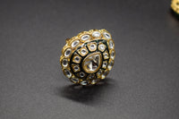 Bold Teardrop Kundan Ring | Adjustable