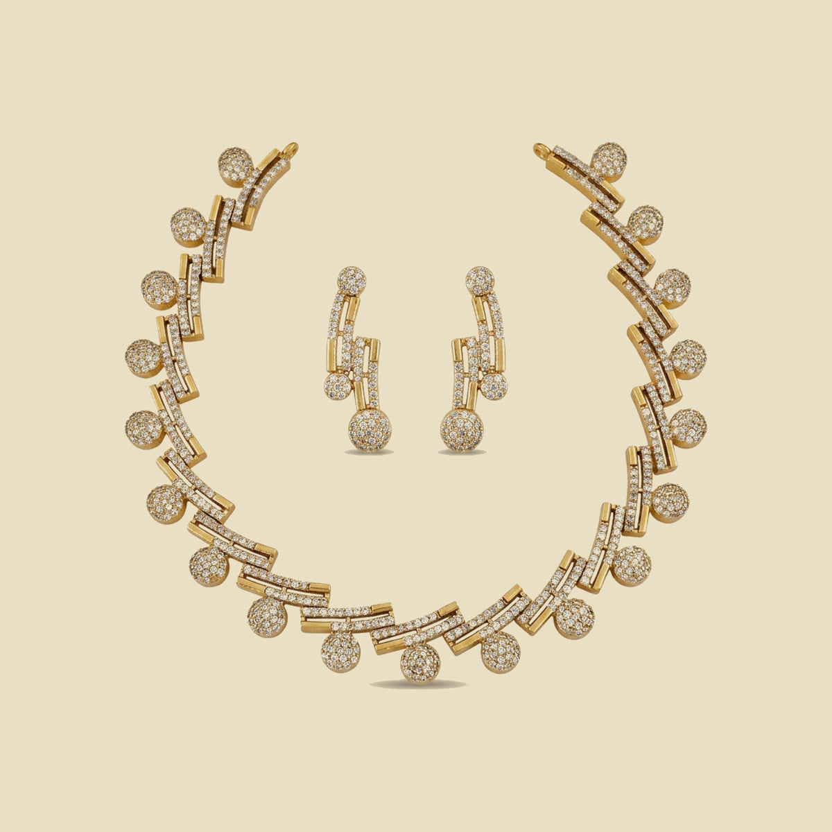 Nityaa Geometric Gold Finish Necklace Set