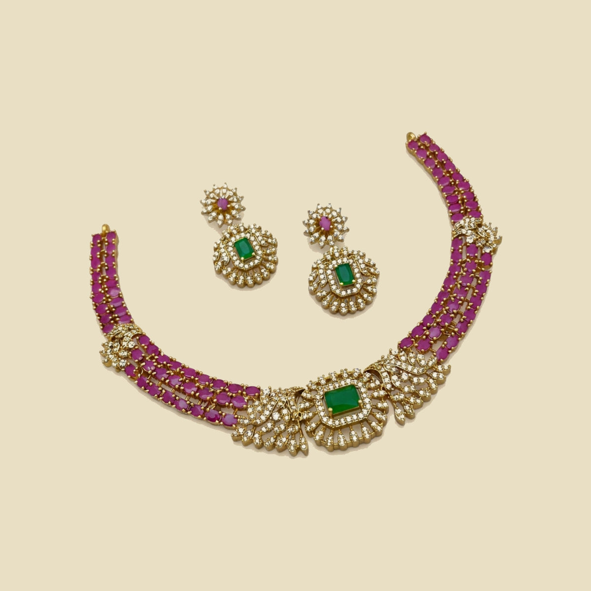 Verve Pink and Green Necklace Set