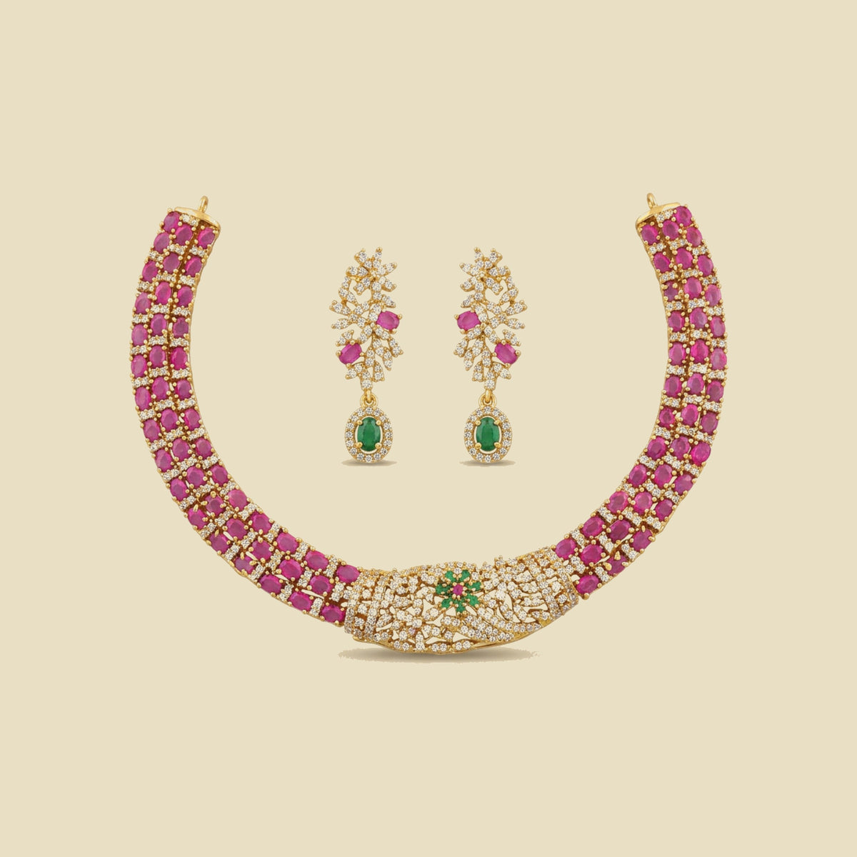 Nityaa Pink Crystal Necklace Set