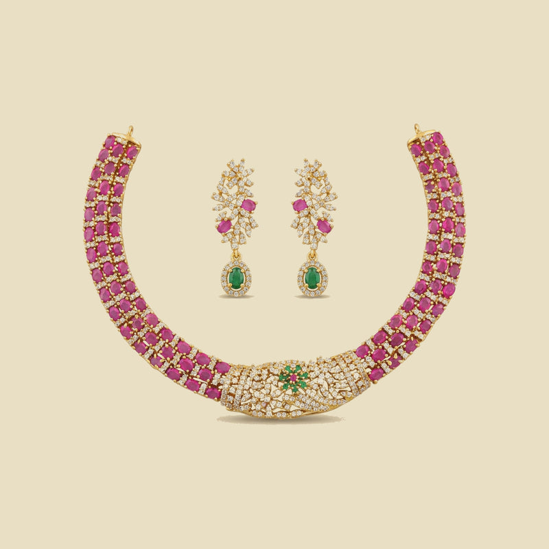Nityaa Pink Crystal Necklace Set