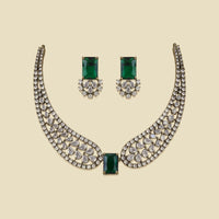 Regal Winged CZ Necklace Set | Emerald Green