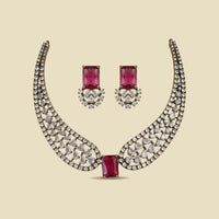 Regal Winged CZ Necklace Set | Ruby Red