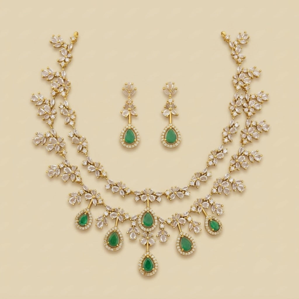 Verve Green AD Drop Necklace Set