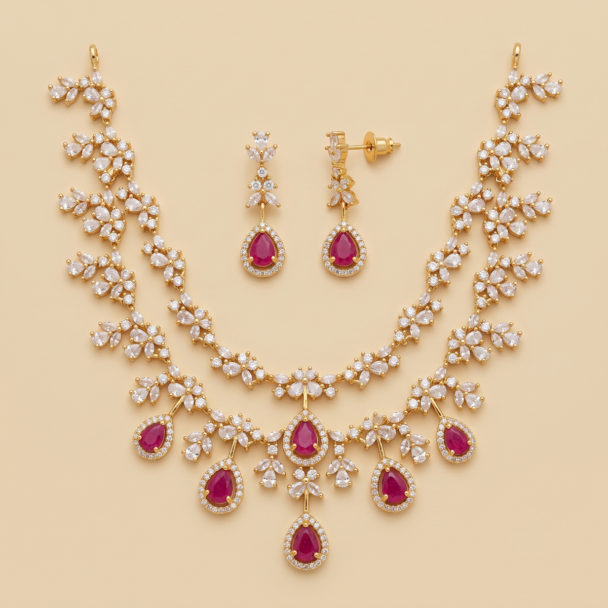 Verve Pink AD Drop Necklace Set