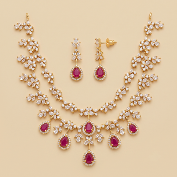 Verve Pink AD Drop Necklace Set