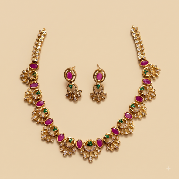 Nityaa Crescent Flora Necklace Set