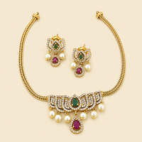 Royal Lotus Pendant Necklace Set