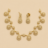 Classic Circular Medallion CZ Necklace Set
