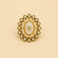 Vintage Oval Scalloped White Ring | Adjustable