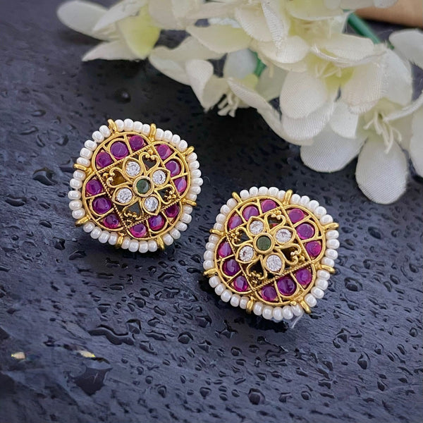 Nitya Gitanjali Seed-Pearl Mosaic Studs
