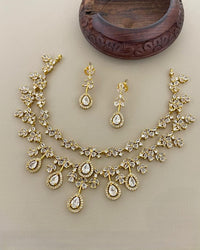 Nitya Emerald & CZ Leafy Vine Necklace Set