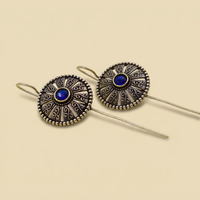 Round Filigree Amber Stone Bugadi | Blue