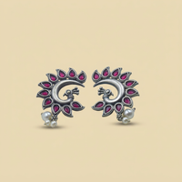 Red Peacock Ear Studs