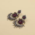 Two-Tone Crescent Chandbali Earrings | Red