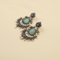 Two-Tone Crescent Chandbali Earrings | Sea Green