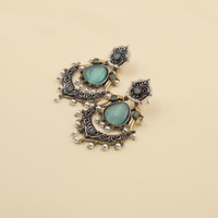 Two-Tone Crescent Chandbali Earrings | Sea Green