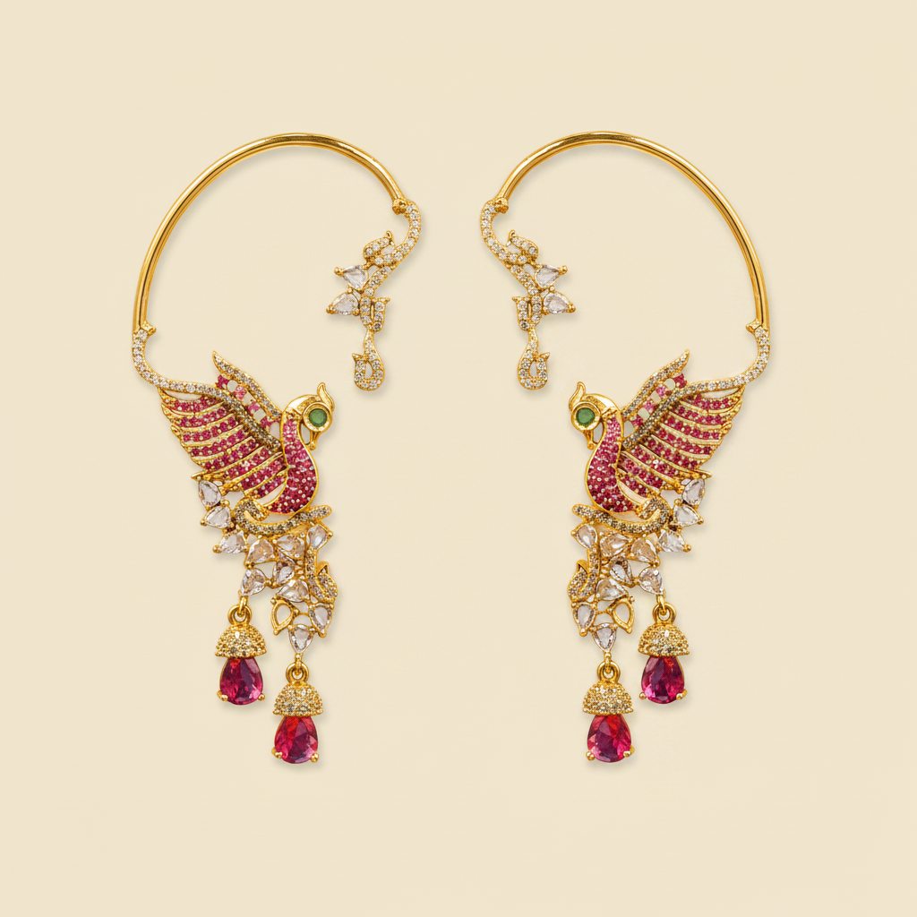 Verve Peacock Ear Cuff Jhumka Pair
