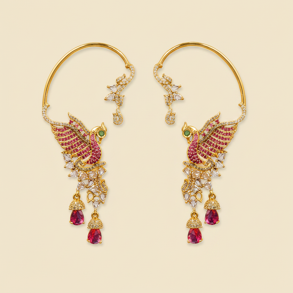 Verve Peacock Ear Cuff Jhumka Pair