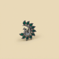 Peacock Motif Green Ring | Adjustable
