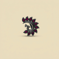 Peacock Motif Red Ring | Adjustable